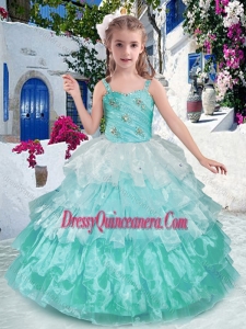 Lovely Straps Ball Gown Mini Quinceanera Dresse with Ruffled Layers