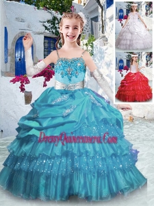 2016 Luxurious Spaghetti Straps Mini Quinceanera Dresses with Ruffled Layers and Appliques