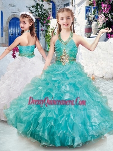 2016 Top Selling Halter TopMini Quinceanera Dresses with Beading and Ruffles