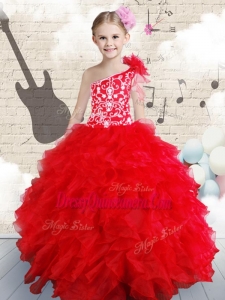 2016 Popular Beading and Ruffles Little Girl Pageant Dresses in Red
