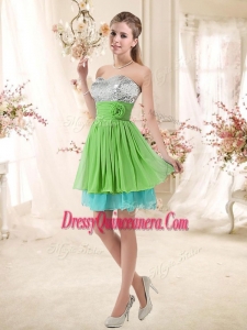 2016 Affordable Sweetheart Short Dama Dresses with Sequins and Belt