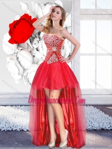 Beautiful Red High Low 2016 Dama Gowns with A Line
