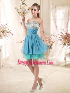 Beautiful Sweetheart Dama Dresses with Sequins and Hand Made Flowers
