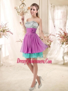 Beautiful Sweetheart Sequins and Belt Dama Dresses in Multi Color