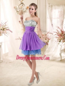 Popular Sweetheart Short Sequins Dama Dresses in Multi Color