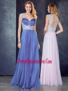 2016 Empire Applique Lavender Dama Dress with See Through Back