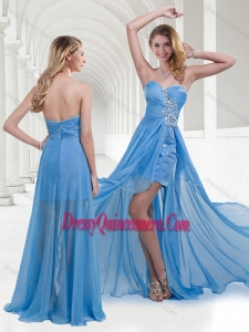 2016 Lovely Zipper Up Baby Blue Long Dama Dress with Beading