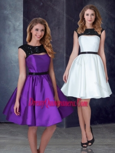 2016 Exclusive A Line Taffeta Dama Dress with Appliques and Belt
