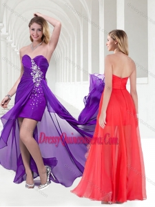 Beautiful Beaded Empire Chiffon Long Dama Dress in Purple
