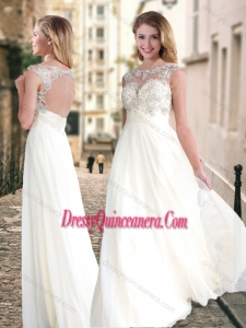 Beautiful See Through Applique with Beading Dama Dress in Chiffon