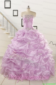 2015 Gorgeous Lilac Quinceanera Dresses with Appliques and Ruffles