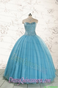 2015 Brand New Style Ball Gown Beading Quinceanera Dress in Baby Blue