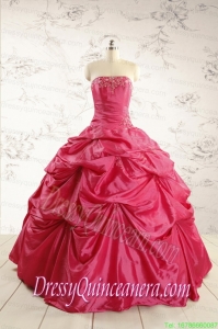2015 Cheap Appliques Quinceanera Dresses in Hot Pink