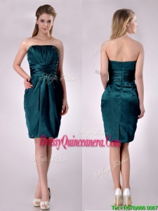 Exclusive Column Ruched Decorated Bodice 2016 Dama Dresses in Hunter Green