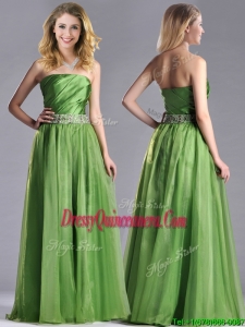 Exclusive Strapless Beaded Decorated Waist Beautiful Dama Dress with Side Zipper