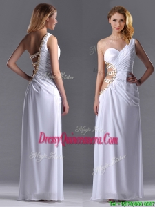 Beautiful Cut Out Waist One Shoulder WhiteBeautiful Dama Dress with Beading