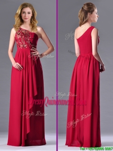 Fashionable Empire One Shoulder Sequins Red Beautiful DamaDress with Side Zipper