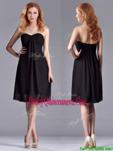 Empire Sweetheart Knee-length Short Black Dama Dress for Homecoming