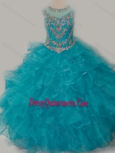 Beautiful Ball Gown Scoop Beaded Bodice Mini Quinceanera Dress with Lace Up