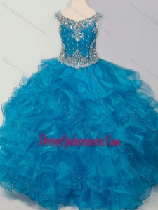 New Style Baby Blue Mini Quinceanera Dress with Beading and Ruffles
