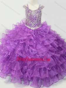 Puffy Skirt V-neck Lace Up Mini Quinceanera Dress with Straps and Ruffled Layers
