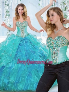 Luxurious Really Puffy Rhinestoned and Ruffled Classic Quinceanera Dresses