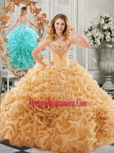 2016 Low Price Big Puffy Beaded and Ruffled Gorgeous Quinceanera Dresses in Organza