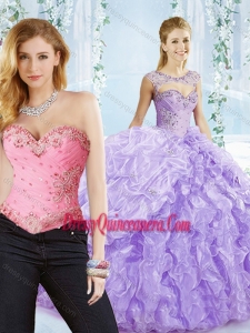 Big Puffy Bubble and Beaded Lavender Detachable Quinceanera Skirts in Organza