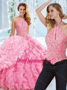 Cut Out Bust Beaded Bodice Gorgeous Quinceanera Dress with Halter Top