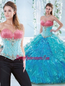 Exclusive Beaded Bodice and Ruffled Romantic Sweet 16 Dress in Organza