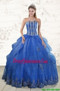 2015 Exclusive Appliques Quinceanera Dresses in Royal Blue