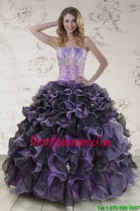 2015 Exclusive Multi Color Quinceanera Dresses with Beading and Ruffles