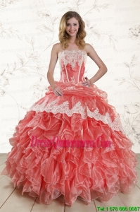 2015 Exclusive Watermelon Quinceanera Dresses with Strapless