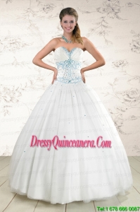 2015 Exclusive White Quinceanera Dresses with Appliques and Beading