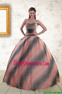 2015 Perfect Multi-color Dress For Quinceanera with Beading