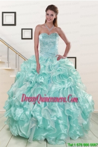 Exclusive Beading Sweet 16 Dresses in Apple Green for 2015
