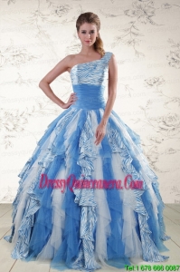 Exclusive Multi Color One Shoulder Printed Quinceanera Dresses for 2015