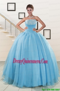Aqua Blue Fast Delivery Puffy Sweet 16 Dresses for 2015