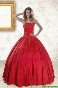 Fast Delivery Red Strapless Sweet 16 Dresses with Beading
