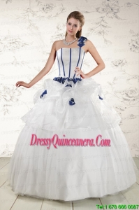 Fast Delivery White One Shoulder Hand Made Flower Quinceanera Dress for 2015