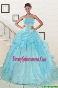 2015 Fast Delivery Aqua Blue Quinceanera Dresses with Beading