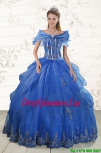 2015 Luxurious Appliques Quinceanera Dresses in Royal Blue
