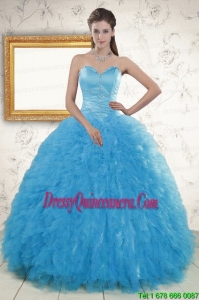 2015 Luxurious Beading Quinceanera Dresses in Baby Blue