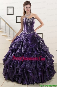 2015 Luxurious Sweetheart Purple Quinceanera Dresses with Appliques