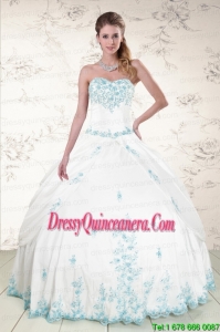 Luxurious Appliques 2015 Quinceanera Dresses in White
