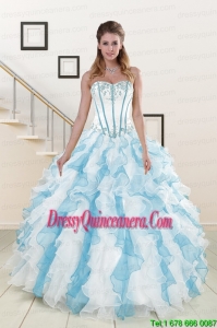 Luxurious Appliques and Ruffles 2015 Quinceanera Dresses in Multi-color