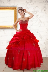 2015 Luxurious Beading Sweetheart Red Quinceanera Dresses