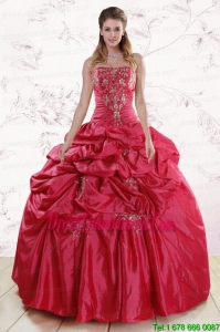 Luxurious Strapless Hot Pink Quinceanera Dresses with Embroidery
