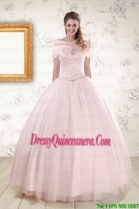 2015 New Style Beading Ball Gown Quinceanera Dresses in Light Pink