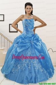 Luxurious Baby Blue 2015 Quinceanera Dresses with Embroidery